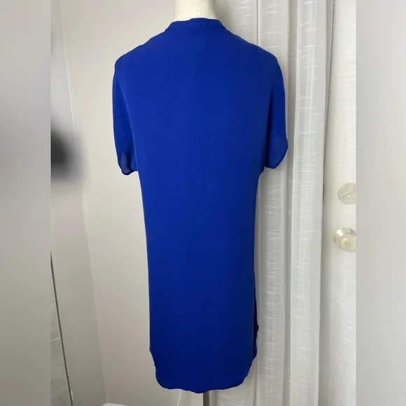 Vince 100% Silk Royal Blue Short Sleeve Shirt dress Size XS - Picture 5 of 8